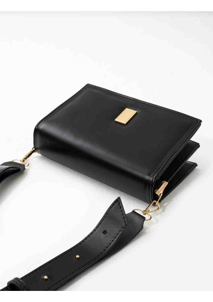 Lüks Görünümlü Siyah Kadın Çanta – Gold Aksesuarlı, Toparlayıcı Çift Bölmeli fiyatları