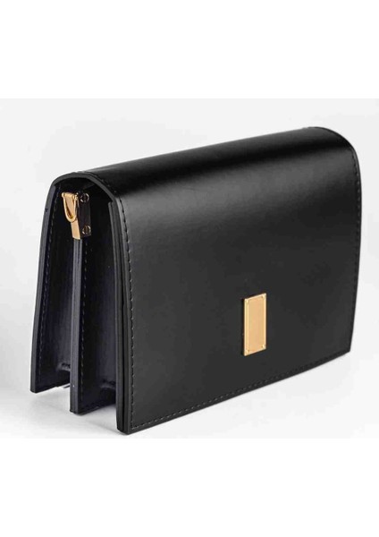 Lüks Görünümlü Siyah Kadın Çanta – Gold Aksesuarlı, Toparlayıcı Çift Bölmeli modelleri
