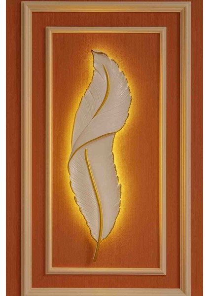 Beyaz Gold Damarlı Dekoratif Duvar Apliği – 62×18 cm – 9V Pilli fiyatları