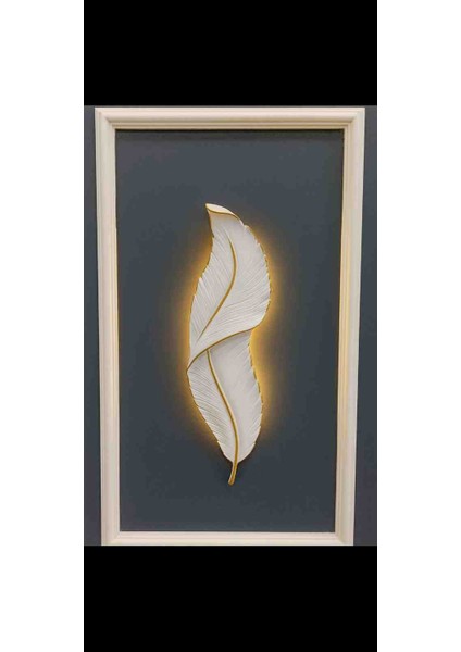 Beyaz Gold Damarlı Dekoratif Duvar Apliği – 62×18 cm – 9V Pilli modelleri