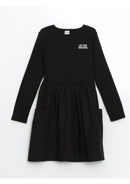 Yeni Sezon Bisiklet Yaka Kız Çocuk Elbise