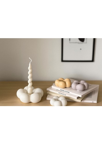 2’li Beton Çiçek Formlu Şamdan & Dekoratif Mumluk fiyatları