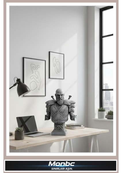 Kratos Büstü – Tanrıların Savaşçısı 3D Tasarım Dekoratif Biblo, Hediyelik ve Ev Ofis Için Şık Aksesuar fiyatları