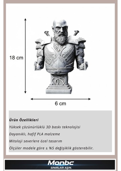 Kratos Büstü – Tanrıların Savaşçısı 3D Tasarım Dekoratif Biblo, Hediyelik ve Ev Ofis Için Şık Aksesuar fırsatları