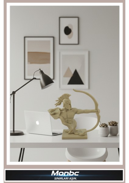 Antik Dönem Okçu Savaşçı Heykeli 3D Tasarım Dekoratif Biblo, Hediyelik ve Ev Ofis Için Şık Aksesuar