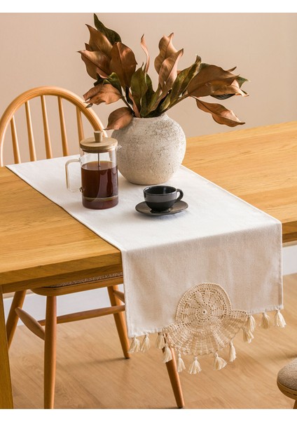 Yeni Sezon Dantel ve Püskül Detaylı Runner 45X150 cm