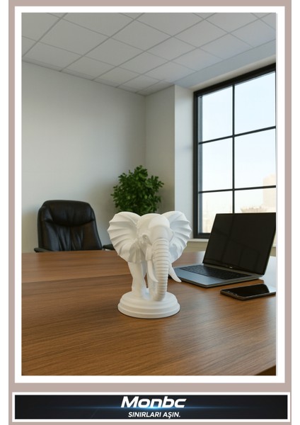 Modern Stil Fil Büstü 3D Tasarım Dekoratif Biblo, Hediyelik ve Ev Ofis Için Şık Aksesuar