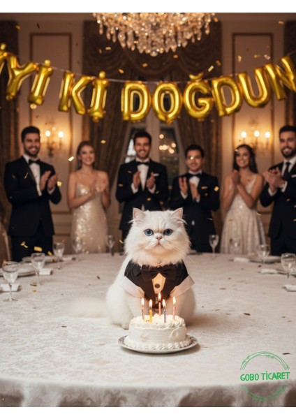 Siyah Papyonlu Smokin Damatlık Kedi ve Köpek Elbisesi Kıyafeti Takım Elbise