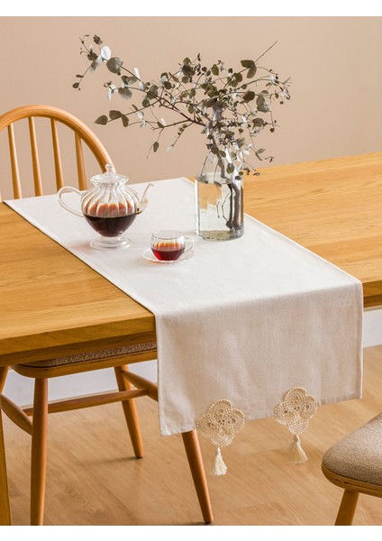 Yeni Sezon Dantelli Püsküllü Runner 45X150 cm