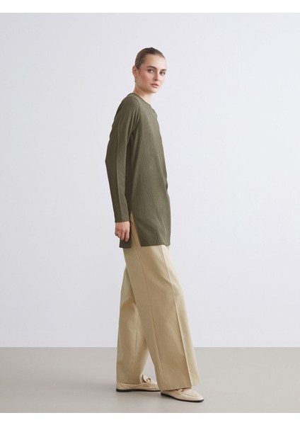 Yeni Sezon Bisiklet Yaka Dokulu Kadın Tunik modelleri