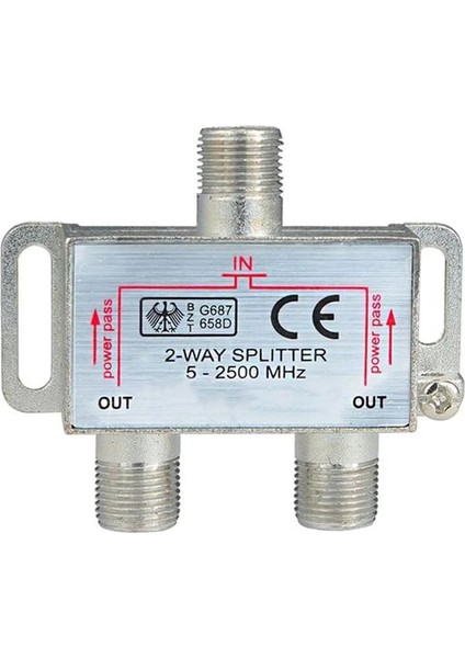 IRS-1222 Ironstar Splıtter 1/2 5-2500 Mhz Tek Gelen Sinyali 2 Çıkışa Böler