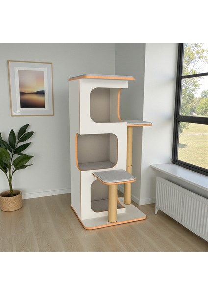 Pro Katlı Kedi Tırmalama Oyun Evi - 3 Yuvalı - 18MM Mdf - Minderli fırsatları