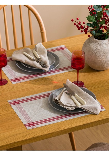 Yeni Sezon Çizgi Desenli Amerikan Servis 2'li 45X30 cm