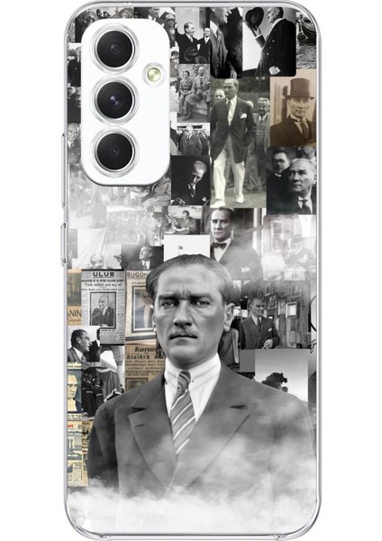 Samsung Galaxy A54 Uyumlu Mustafa Kemal Atatürk Kolaj Baskılı Silikon Kılıf
