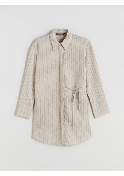 Yeni Sezon Çizgili Modal Karışımlı Kadın Gömlek Tunik indirimleri