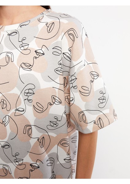 Yeni Sezon Bisiklet Yaka Desenli Kısa Kollu Elbise fırsatları