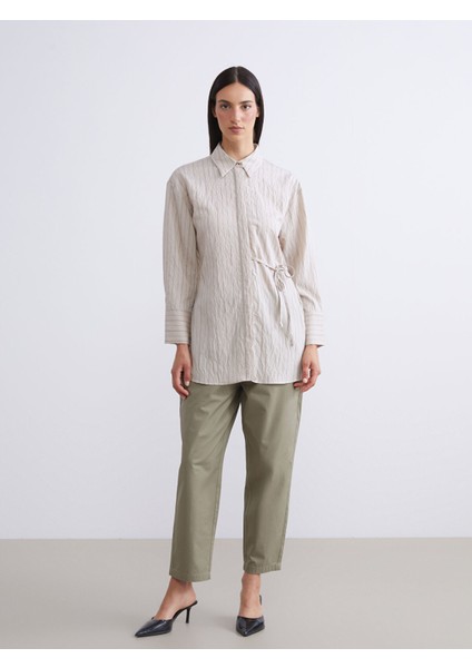 Yeni Sezon Çizgili Modal Karışımlı Kadın Gömlek Tunik fiyatları