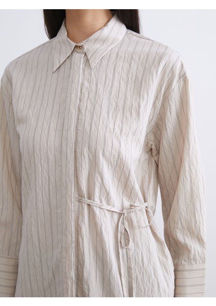 Yeni Sezon Çizgili Modal Karışımlı Kadın Gömlek Tunik modelleri