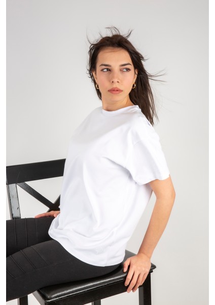 Kadın Basic Tshirt Bisiklet Yaka Loose Fit