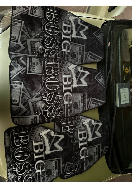 "bıg Boss" Yazılı Dolar Desenli Dijital Baskılı Oto Dekor Paspas