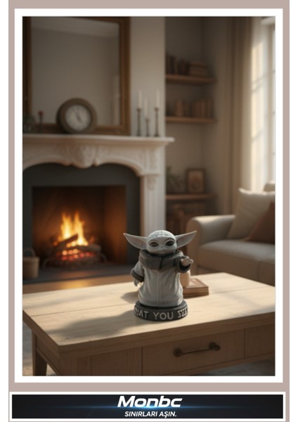 The Force Mini: Baby Yoda 3D Tasarım Dekoratif Biblo, Hediyelik ve Ev Ofis Için Şık Aksesuar