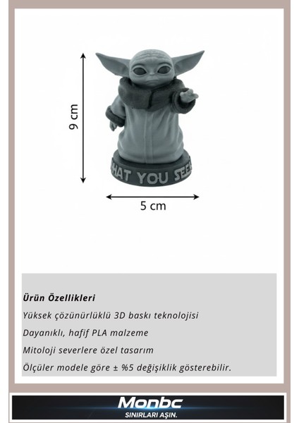 The Force Mini: Baby Yoda 3D Tasarım Dekoratif Biblo, Hediyelik ve Ev Ofis Için Şık Aksesuar fırsatları