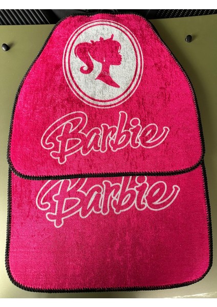 Barbie Temalı Canlı Pembe Kadife Dokulu Dijital Baskılı Oto Dekor Paspas