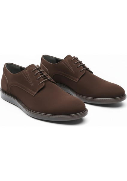 GR0439 Hakiki Nubuk Deri Şeffaf Cam Görünümlü Kauçuk Taban Erkek Spor Klasik Ayakkabı