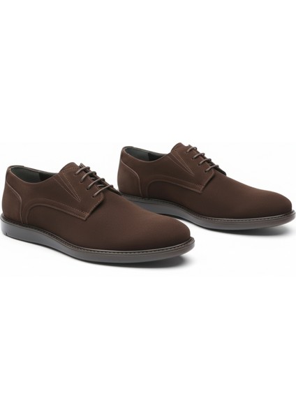 GR0439 Hakiki Nubuk Deri Şeffaf Cam Görünümlü Kauçuk Taban Erkek Spor Klasik Ayakkabı