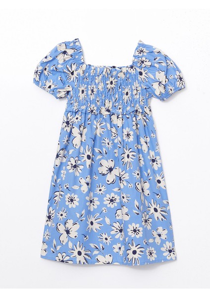 Yeni Sezon Kare Yaka Çiçekli Kız Çocuk Elbise indirimleri