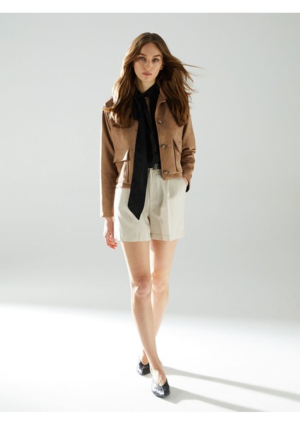 Yeni Sezon Loose Fit Keten Karışımlı Kadın Şort