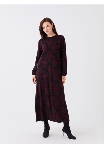 Yeni Sezon Bisiklet Yaka Desenli Uzun Kollu Kadın Elbise fiyatları