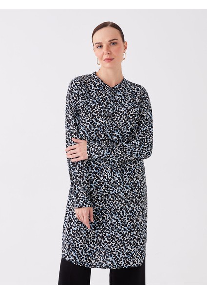 Yeni Sezon Hakim Yaka Desenli Uzun Kollu Kadın Tunik fiyatları