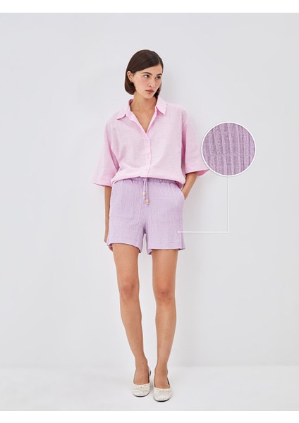 Yeni Sezon Kadın Beli Lastikli Düz Şort