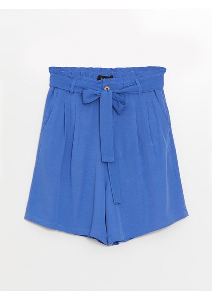 Yeni Sezon Beli Lastikli Keten Karışımlı Kadın Şort indirimleri