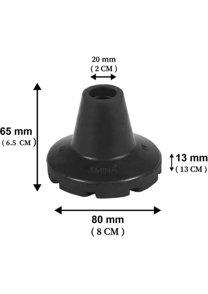 Ekstra Geniş Tabanlı Kaydırmaz Kauçuk Koltuk Değneği / Baston Lastiği (2 Cm)
