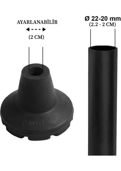 Ekstra Geniş Tabanlı Kaydırmaz Kauçuk Koltuk Değneği / Baston Lastiği (2 Cm) fiyatları