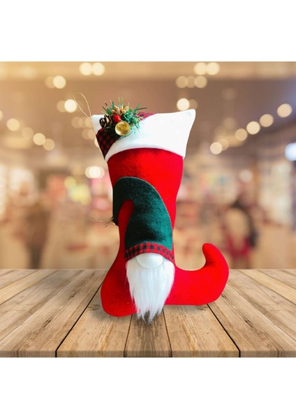 Cutestuffshop El Yapımı Noel Baba Figürlü Şömine Çorabı,Çarık Yılbaşı Çorabı,Ağaç Süsü,Yeniyıl Hediyesi