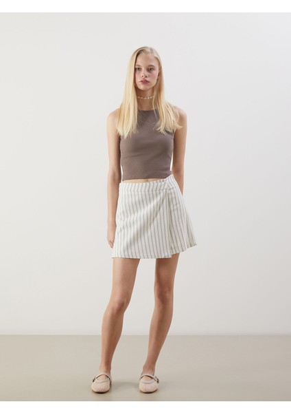 Yeni Sezon Dar Fit Çizgili Şort Etek