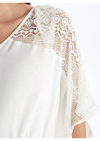 Yeni Sezon V Yaka Nakışlı Kadın Plaj Elbisesi fırsatları