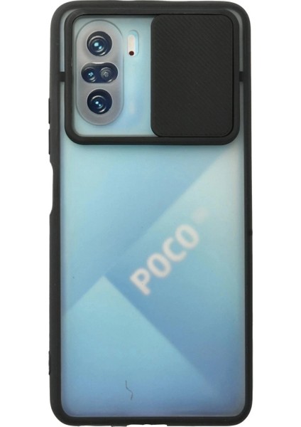 Xiaomi Poco F3 Kılıf Palm Buzlu Kamera Sürgülü Silikon - Siyah