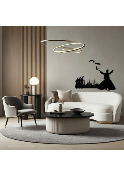 Şehir ve Mevlana Temalı Ahşap Duvar Tablosu