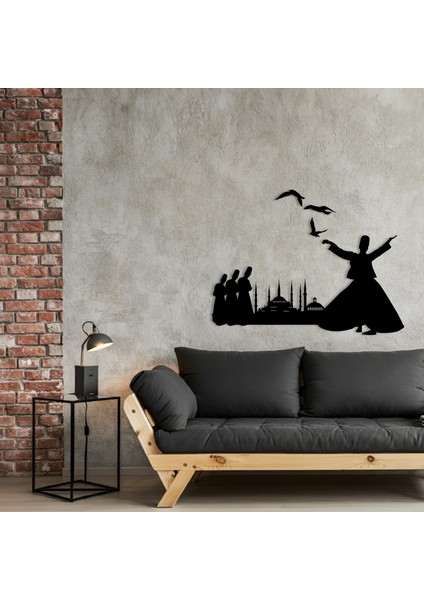 Şehir ve Mevlana Temalı Ahşap Duvar Tablosu fiyatları