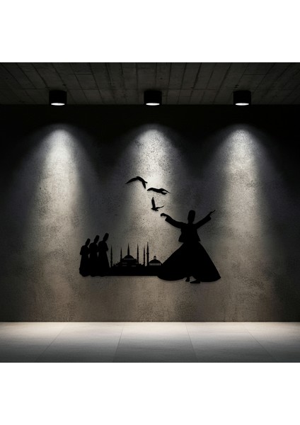 Şehir ve Mevlana Temalı Ahşap Duvar Tablosu modelleri