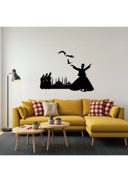 Şehir ve Mevlana Temalı Ahşap Duvar Tablosu fırsatları