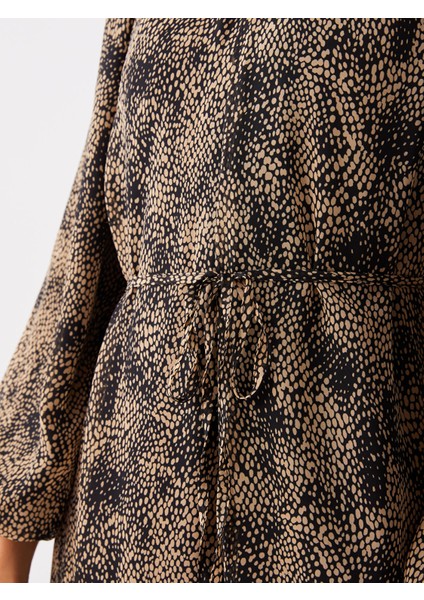 Yeni Sezon Bisiklet Yaka Desenli Uzun Kollu Elbise fırsatları