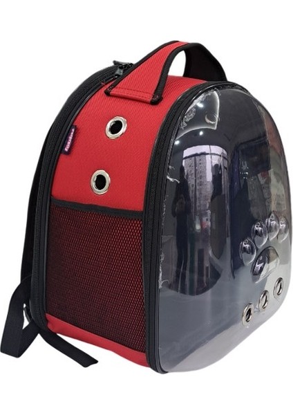 Astronot Kedi Köpek Taşıma Çantası Kırmızı