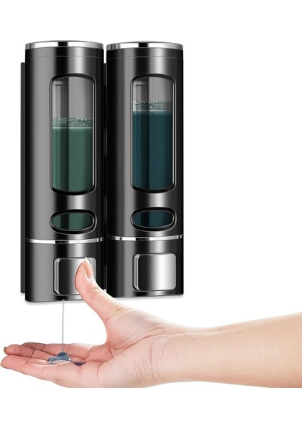 Vıvo 2 Adet Siyah Sıvı Sabunluk Plastik 400 ml Duş Jeli Şampuan Şişesi Oteller, Banyo, Mutfak V-52