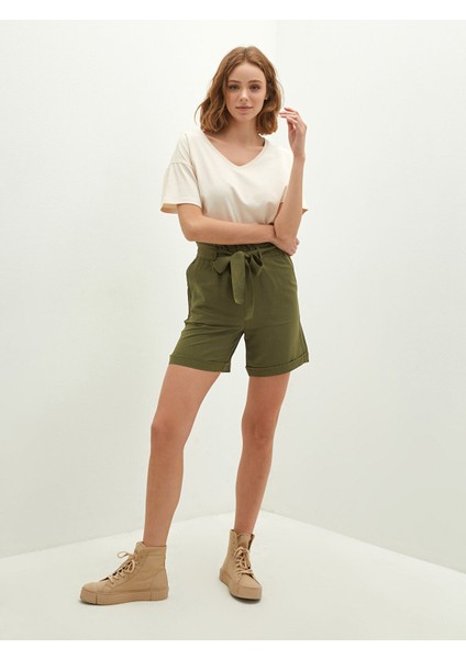 Yeni Sezon Beli Lastikli Kemerli Cep Detaylı Kadın Şort fiyatları