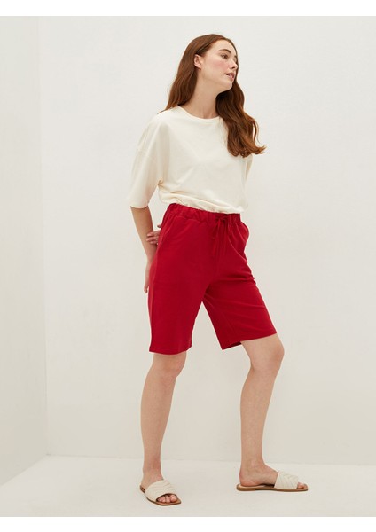 Yeni Sezon Beli Lastikli Düz Cep Detaylı Pamuklu Kadın Bermuda Şort fiyatları